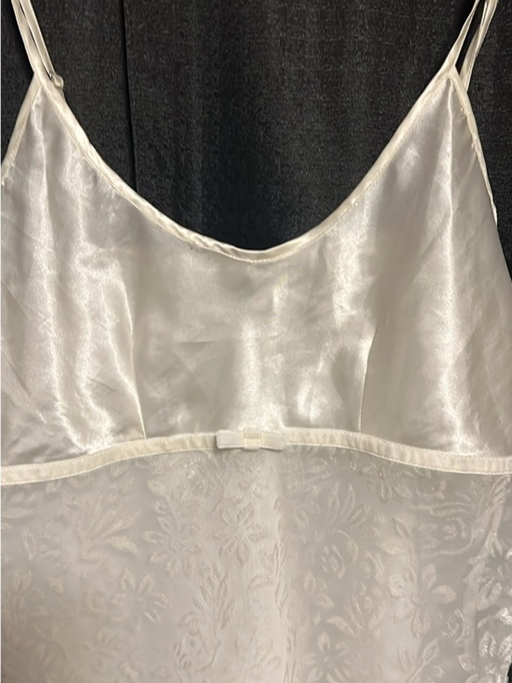 White Satin & Floral Lace Camisole top with Bow Detail